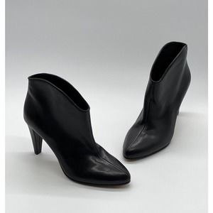 Etienne Aigner Seville Booties Black Dark Leather Ankle Boots Womens Size 6